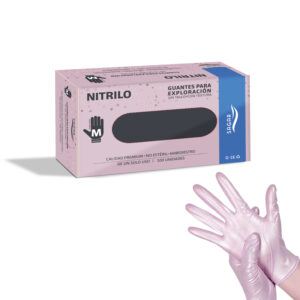 Guantes de Nitrilo Rosado Perlado